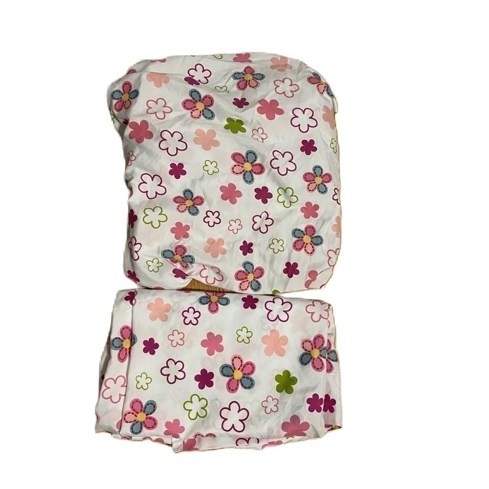 Everything Kids Floral Fitted Flat Sheet Set Crib Toddler Bed Size Pink Blue